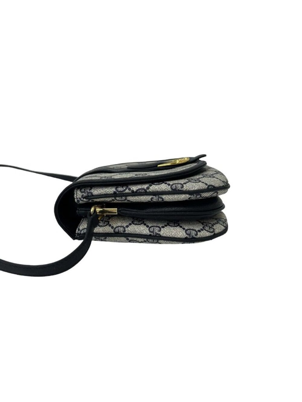 Gucci Vintage GG Logo Pattern Leather Mini Shoulder Bag Crossbody Pochette Navy - Picture 5 of 10
